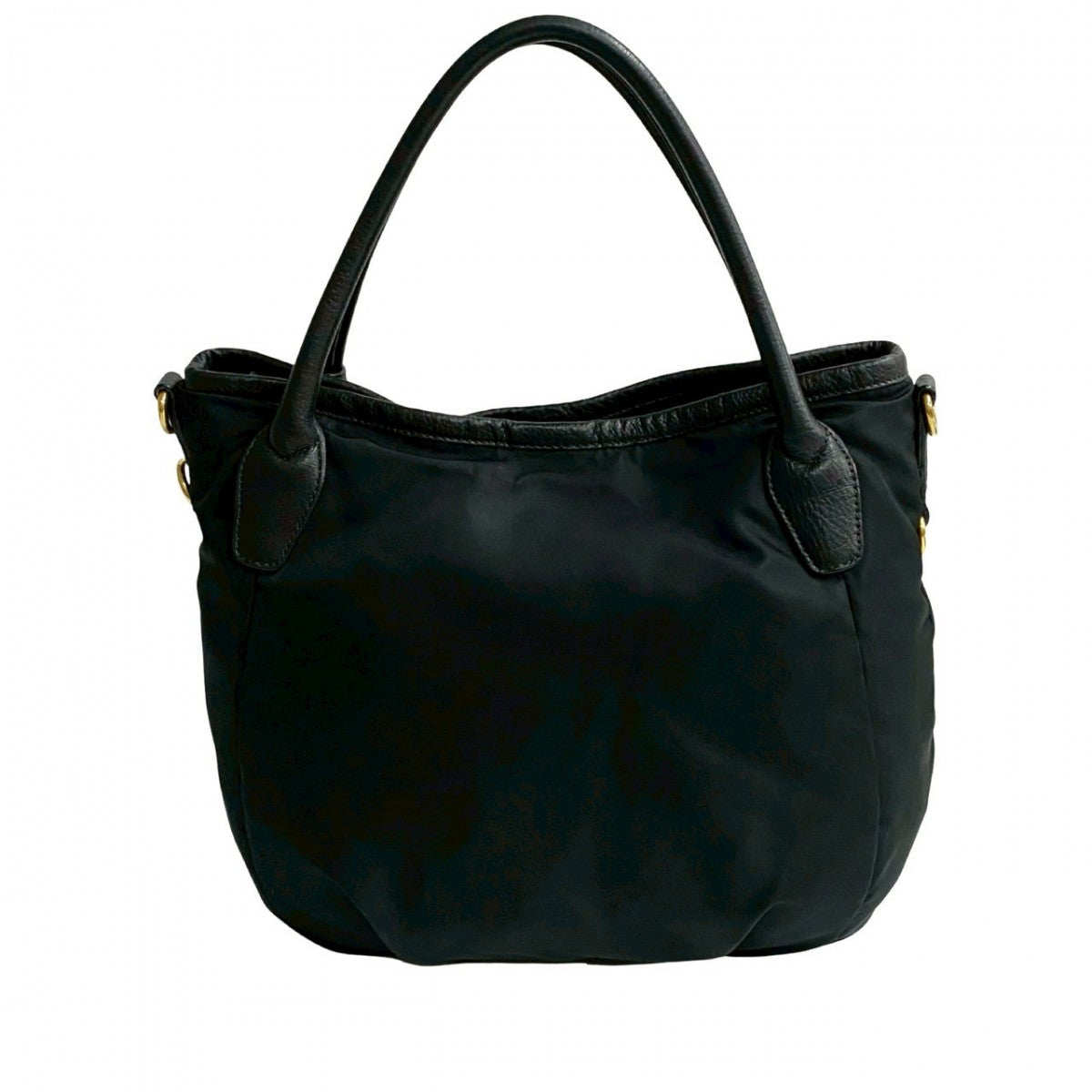 PRADA Tote Bag Nylon, Leather black PRADA logoMetal Women Used Authentic