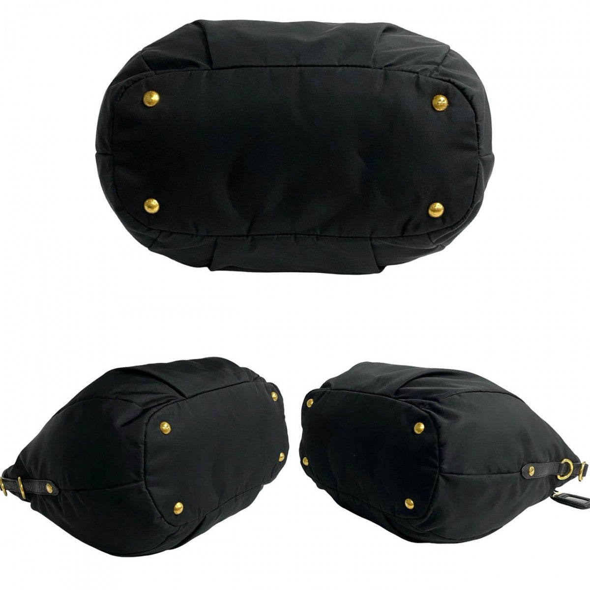 PRADA Tote Bag Nylon, Leather black PRADA logoMetal Women Used Authentic