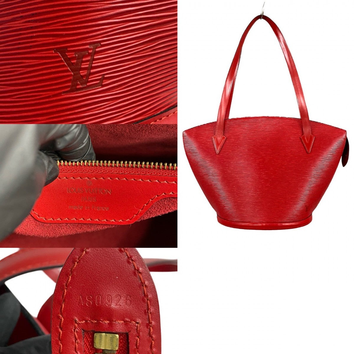 LOUIS VUITTON Tote Bag M52267 Epi Leather Red Epi Sunjack shopping Women Used Authentic