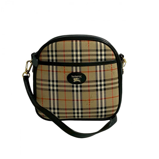 BURBERRY Shoulder Bag Canvas, Leather beige Nova Check Shadow Horse logo Women Used Authentic