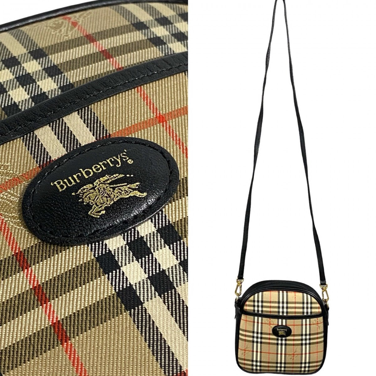 BURBERRY Shoulder Bag Canvas, Leather beige Nova Check Shadow Horse logo Women Used Authentic