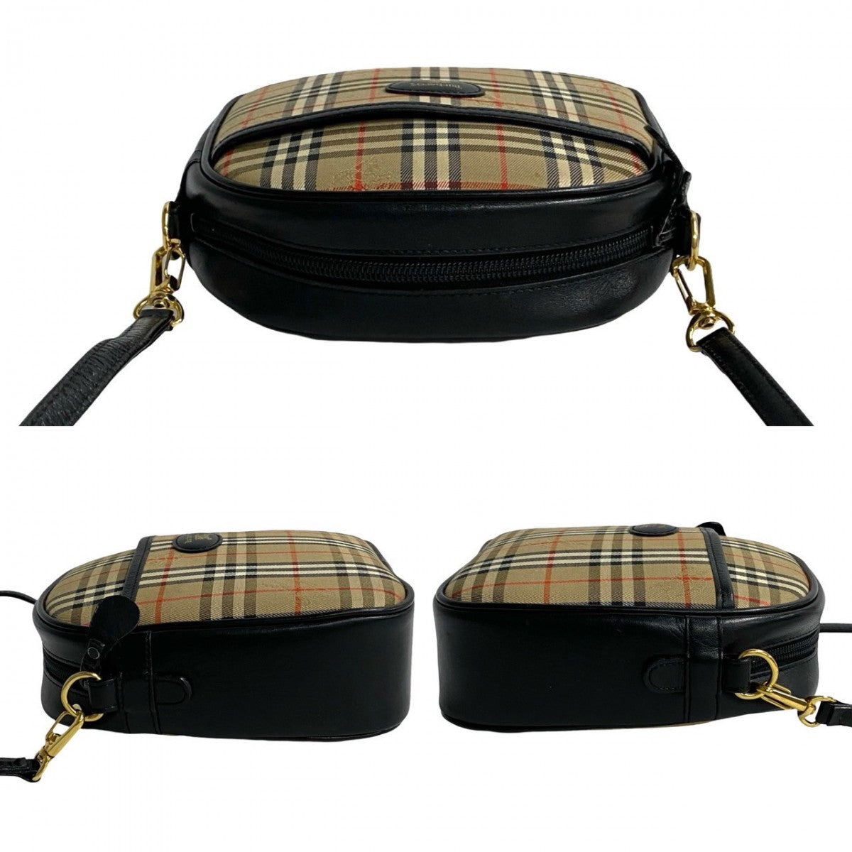 BURBERRY Shoulder Bag Canvas, Leather beige Nova Check Shadow Horse logo Women Used Authentic