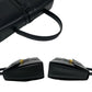 CELINE Handbag leather black logo ribbon Metal Women Used Authentic