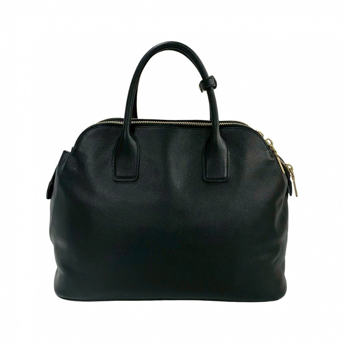 PRADA Handbag leather black PRADA logoMetal Women Used Authentic