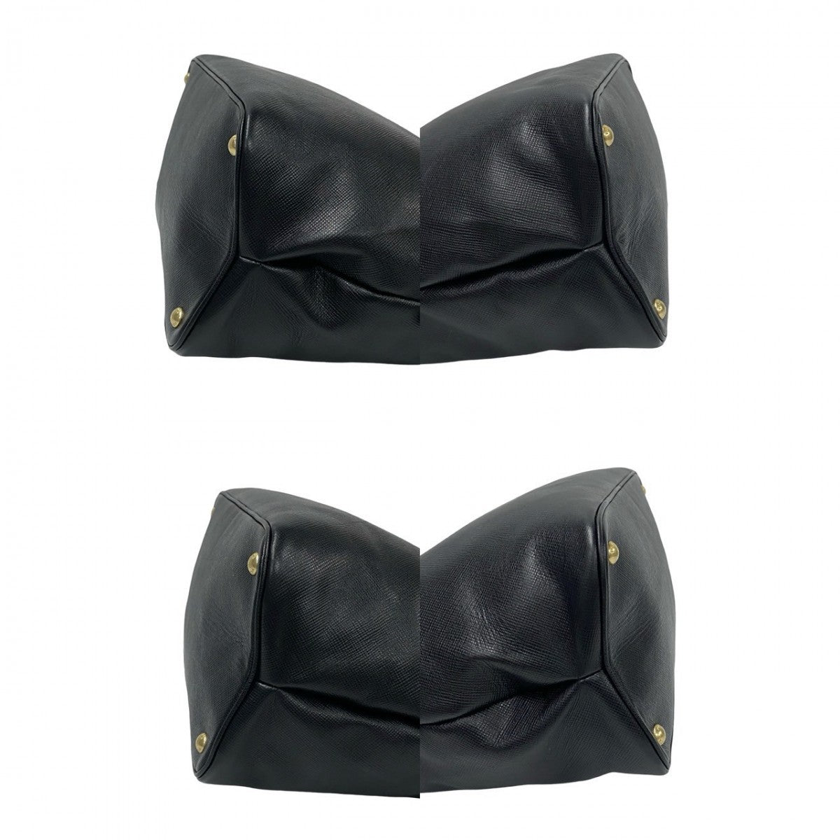 PRADA Handbag leather black PRADA logoMetal Women Used Authentic