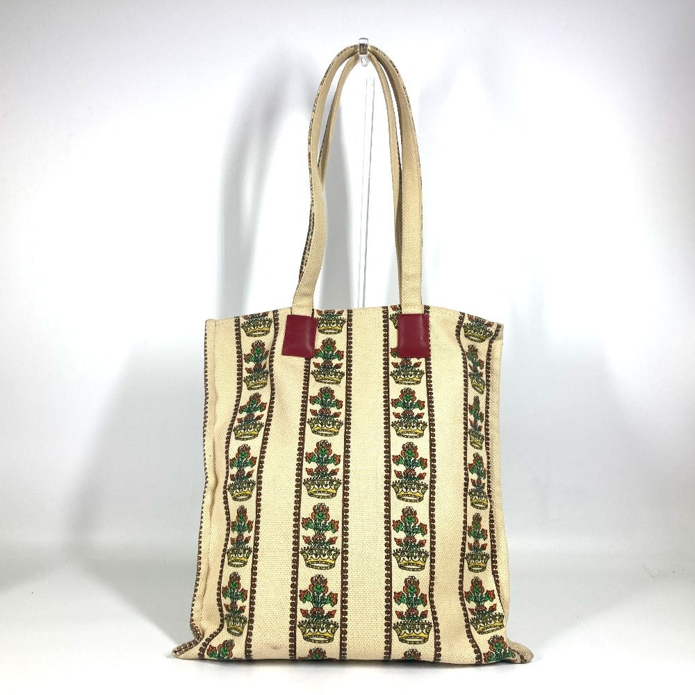 GUCCI Tote Bag canvas beige GARDEN Women Used Authentic