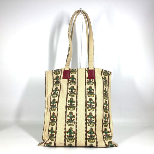GUCCI Tote Bag canvas beige GARDEN Women Used Authentic