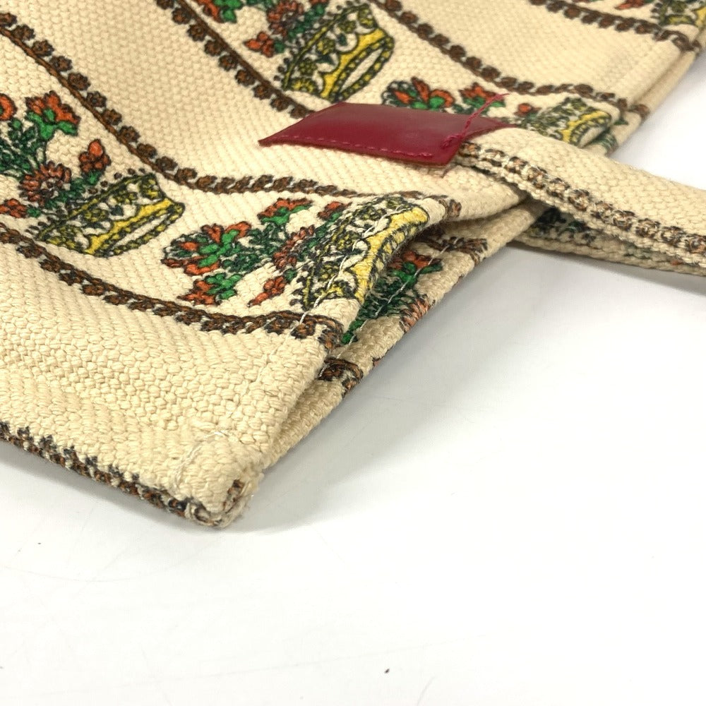 GUCCI Tote Bag canvas beige GARDEN Women Used Authentic