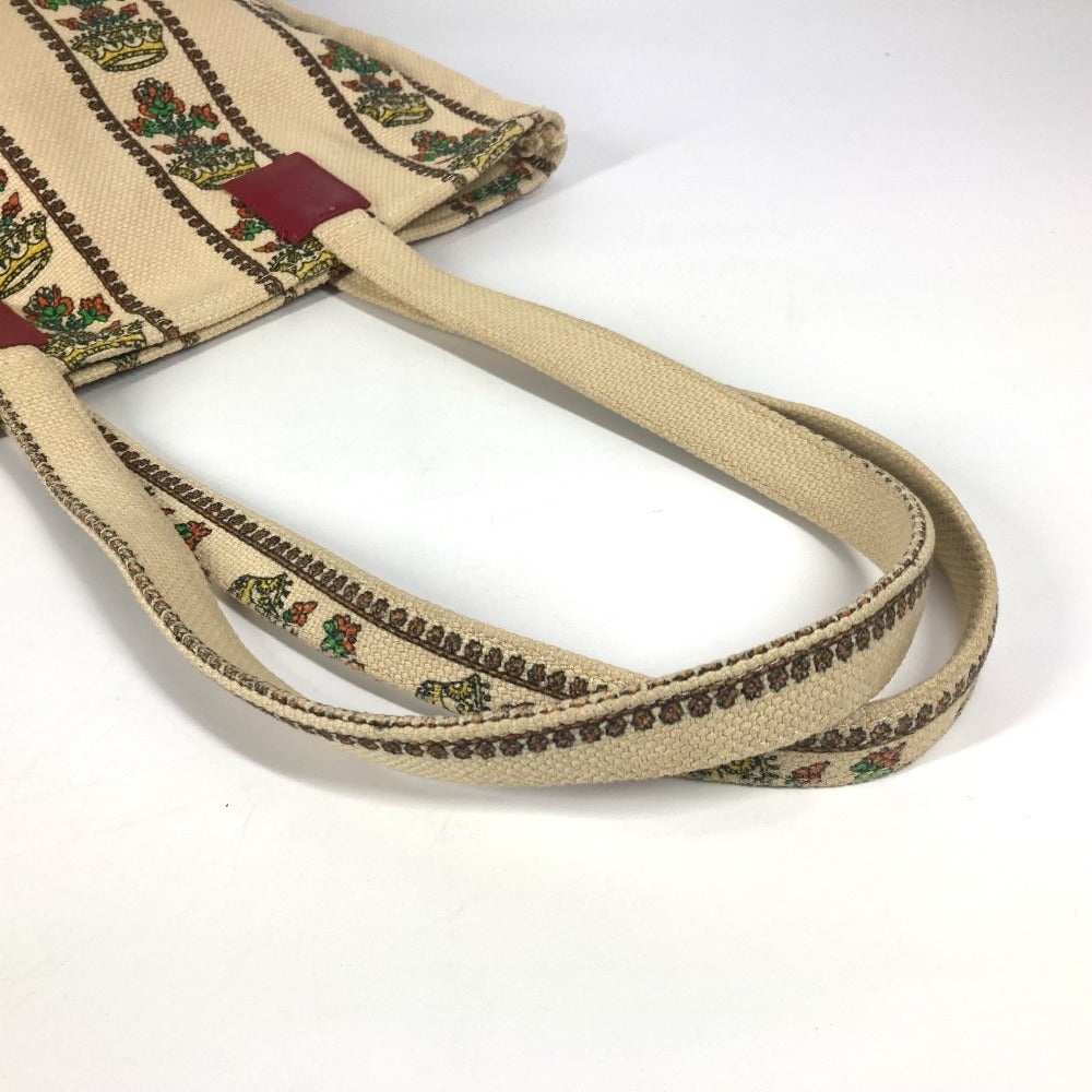 GUCCI Tote Bag canvas beige GARDEN Women Used Authentic