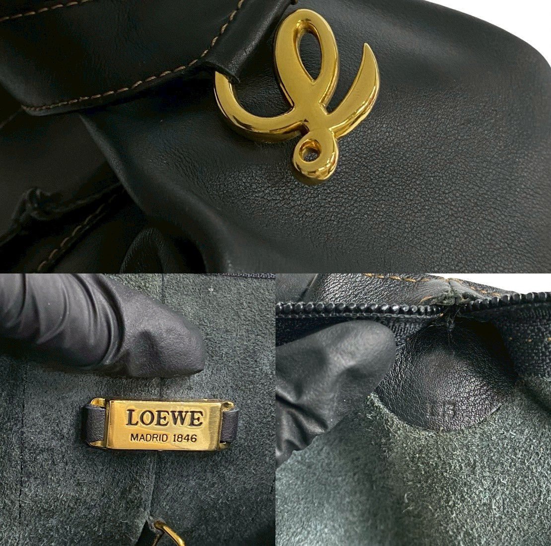 LOEWE Shoulder Bag leather black Anton
