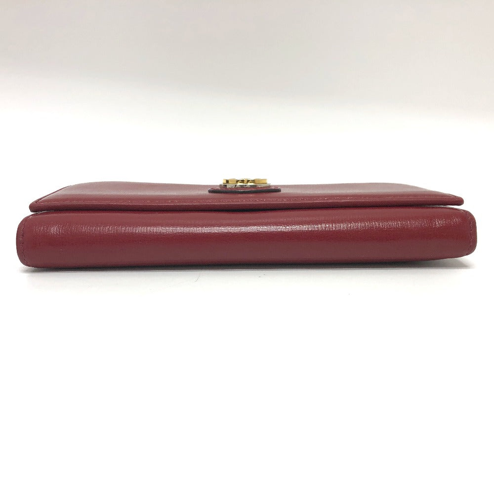 GUCCI Folded wallet 598531 leather Red Marina Interlocking G Women Used Authentic