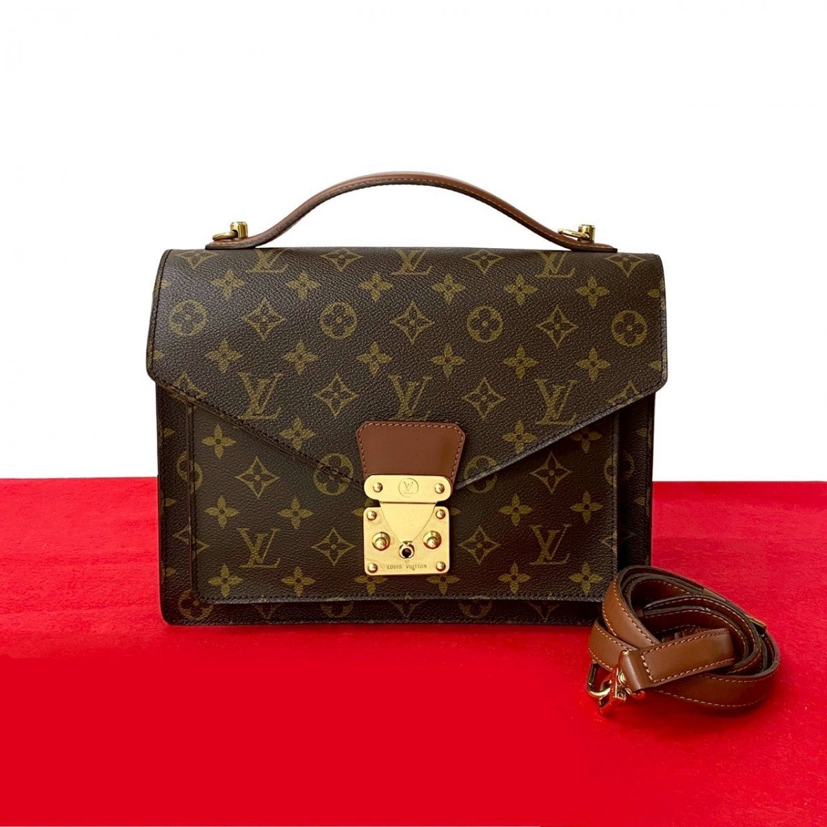 LOUIS VUITTON Shoulder Bag M51185 leather Brown Monogram Monceau28