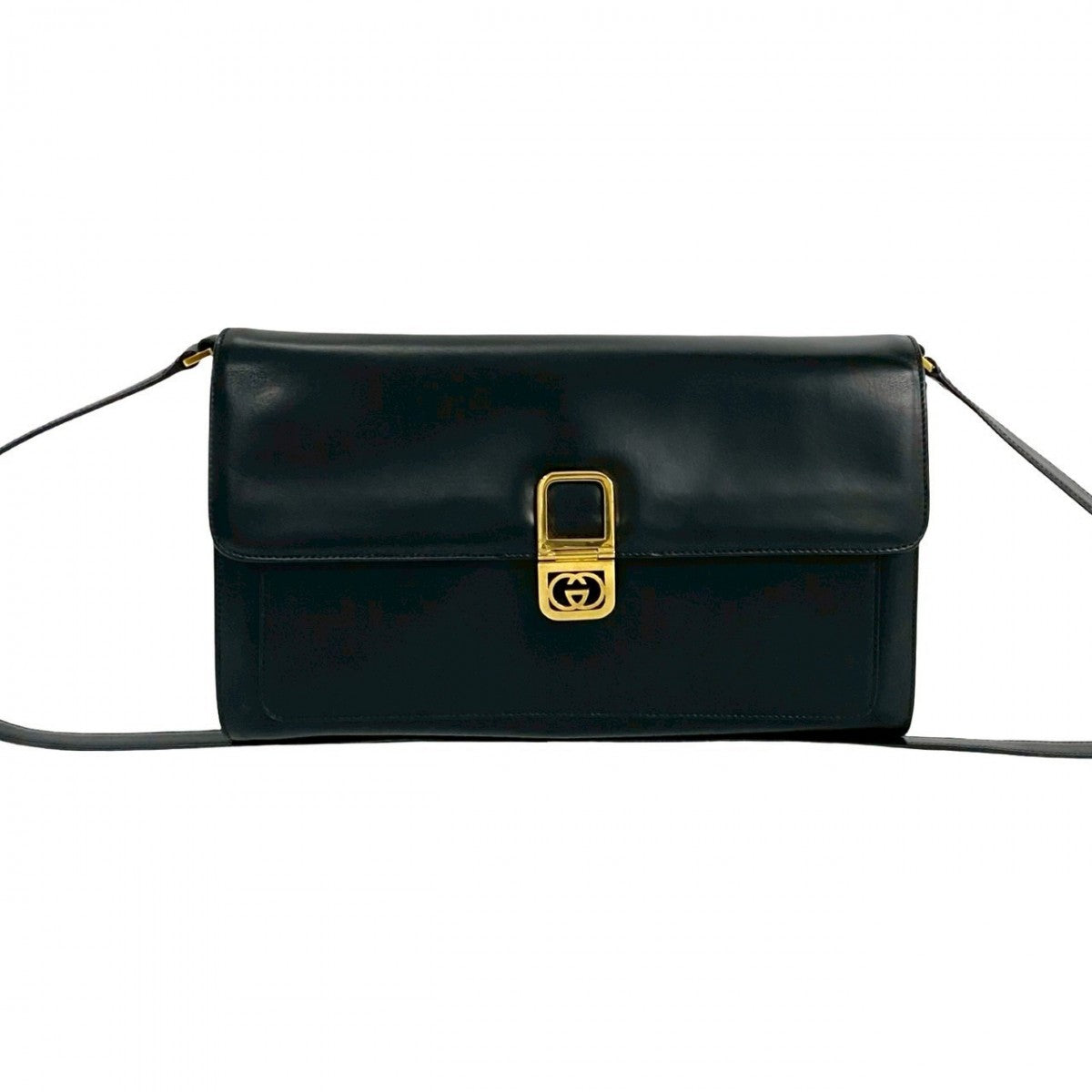 GUCCI Shoulder Bag leather black GG logoMetal Women Used Authentic