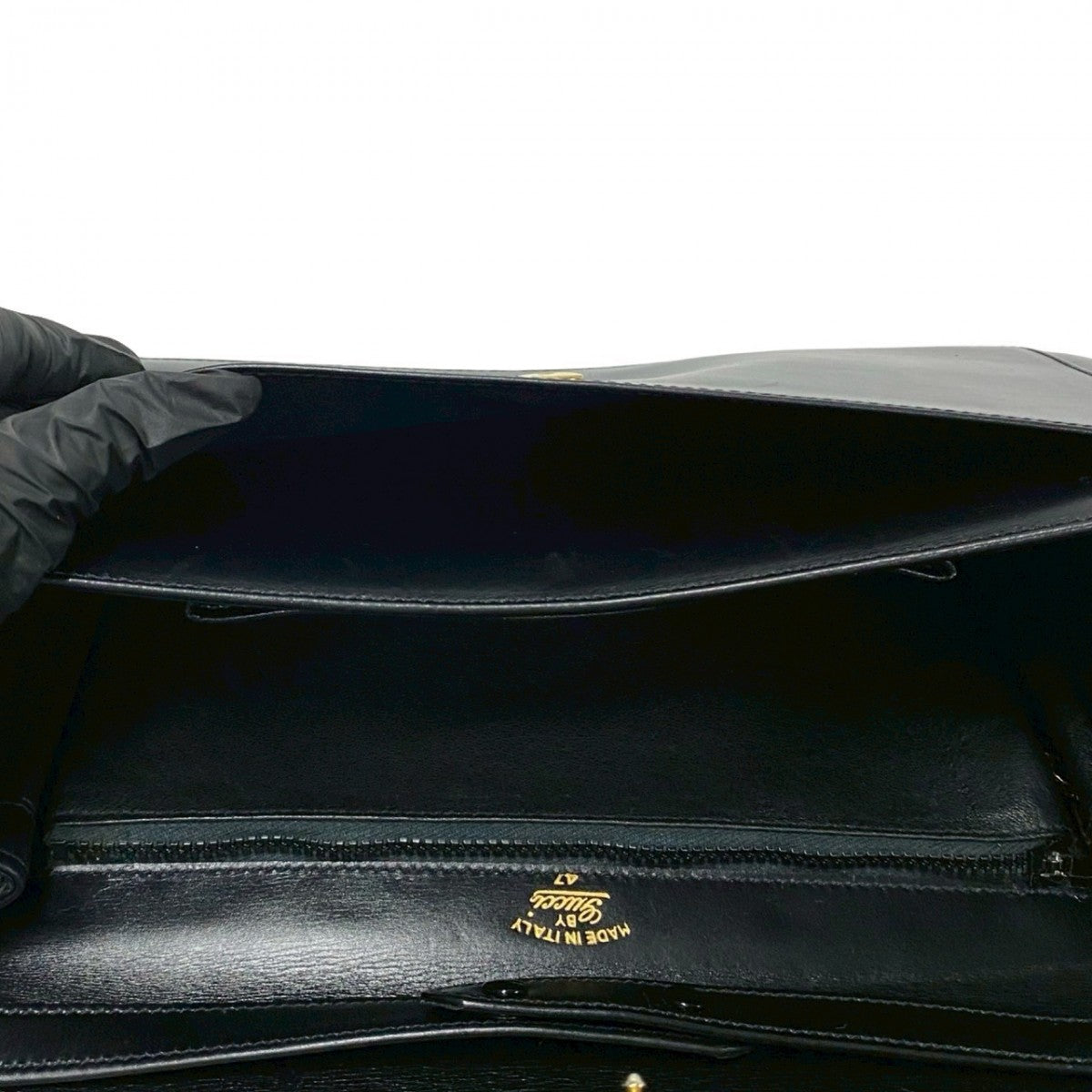 GUCCI Shoulder Bag leather black GG logoMetal Women Used Authentic