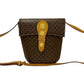 CELINE Shoulder Bag Leather, PVC Brown Macadam Blason Triomphe Pattern Medal Coin Motif Metal Women Used Authentic