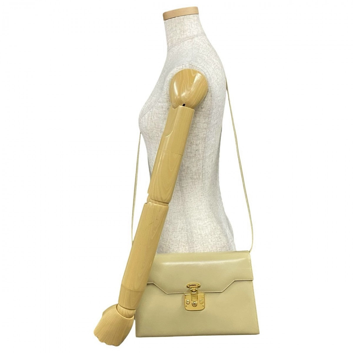 GUCCI Shoulder Bag Calfskin, Leather white Ready lock Women Used Authentic