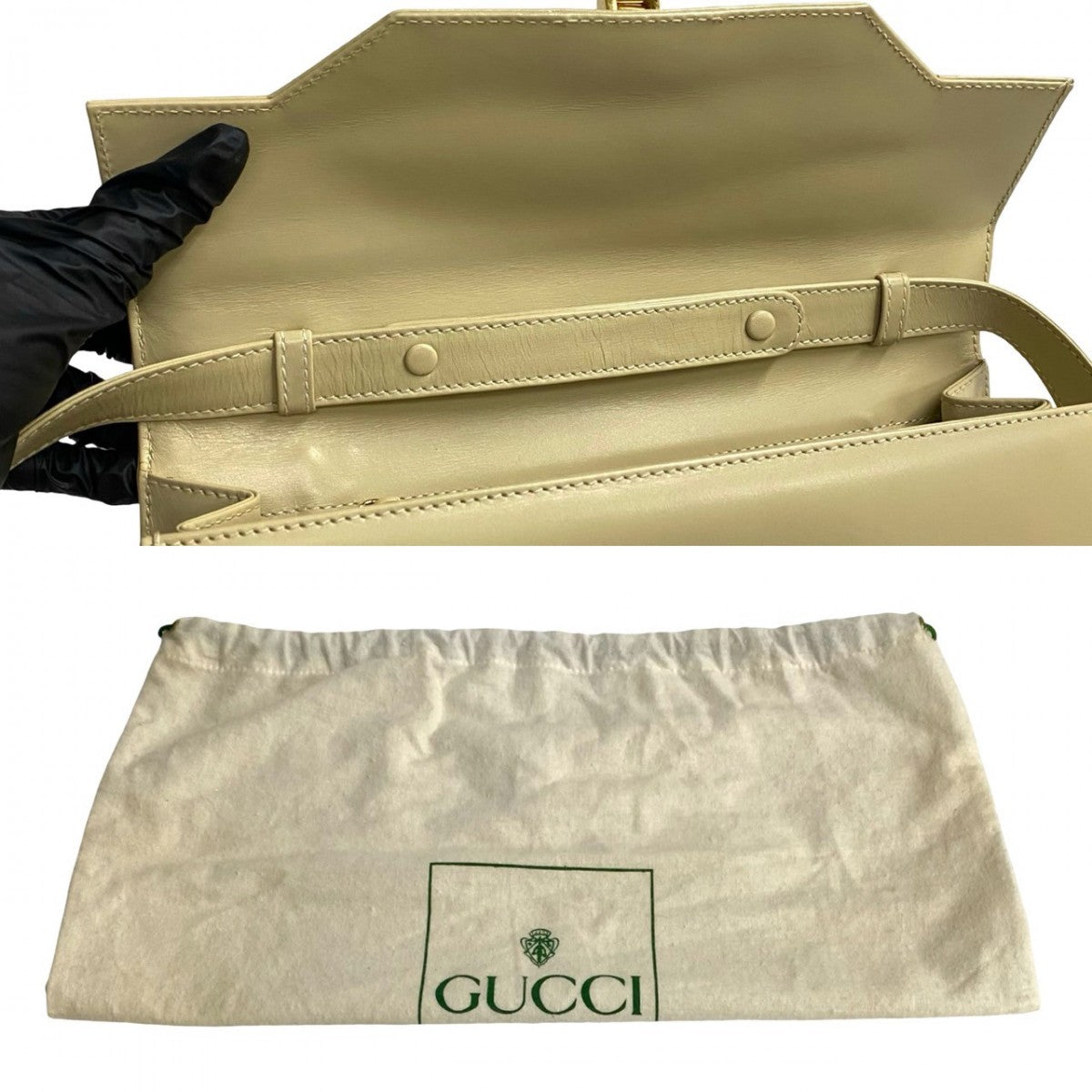 GUCCI Shoulder Bag Calfskin, Leather white Ready lock Women Used Authentic