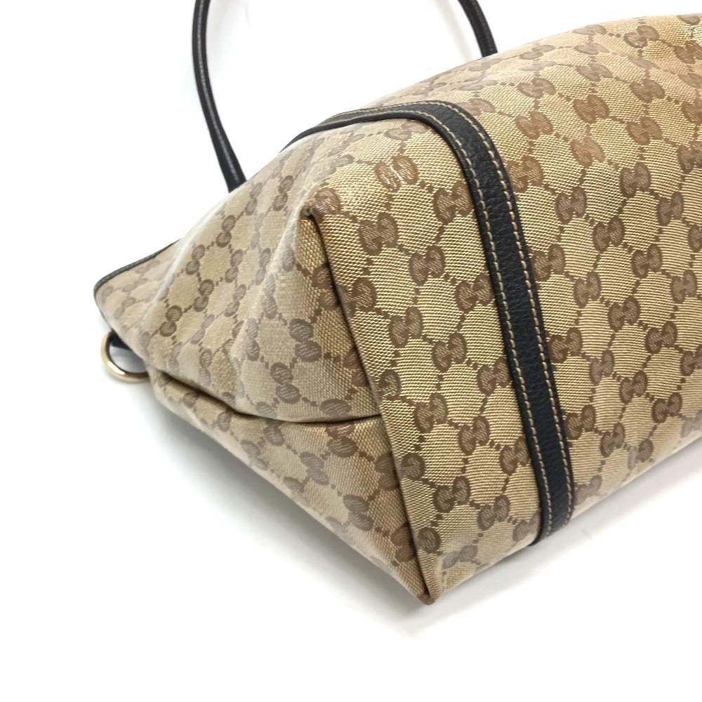 GUCCI Tote Bag 265695 Leather / coated canvas beige GG crystal