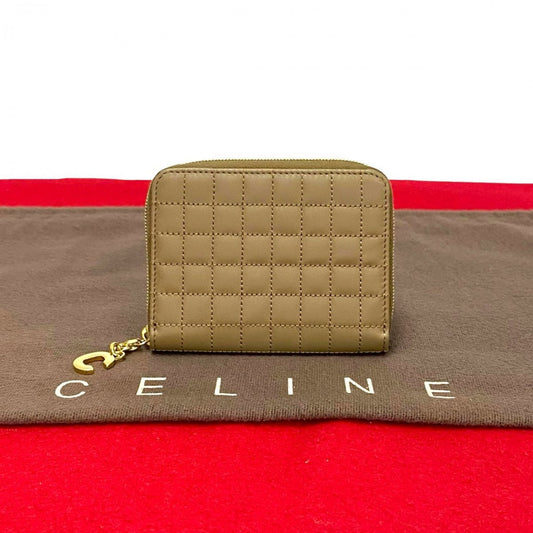 CELINE Coin case leather beige C Charm Compact Wallet Women Used Authentic