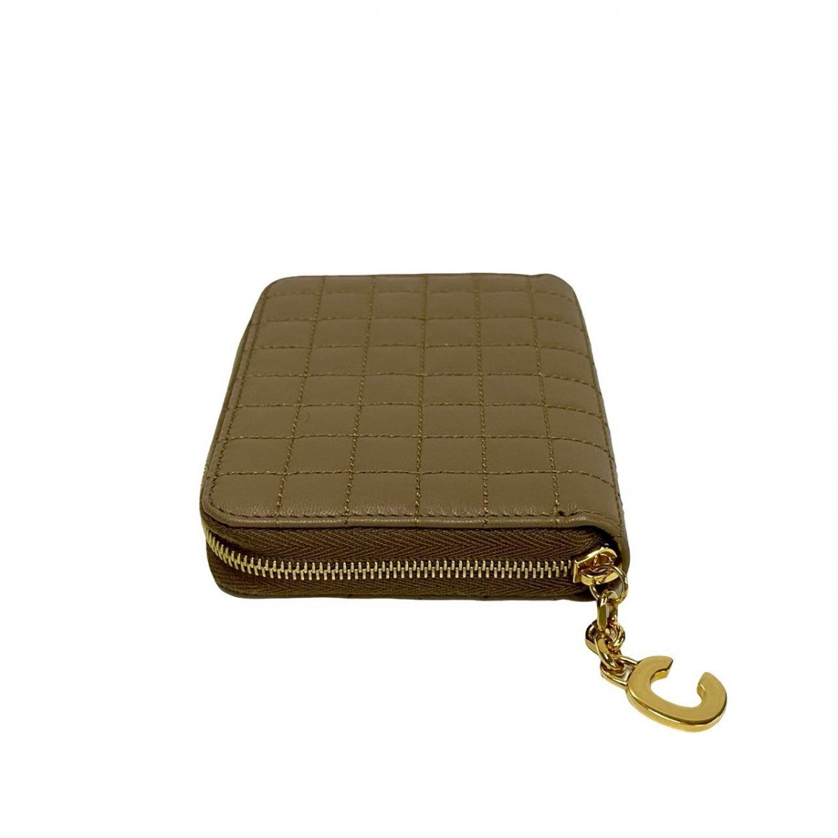 CELINE Coin case leather beige C Charm Compact Wallet Women Used Authentic