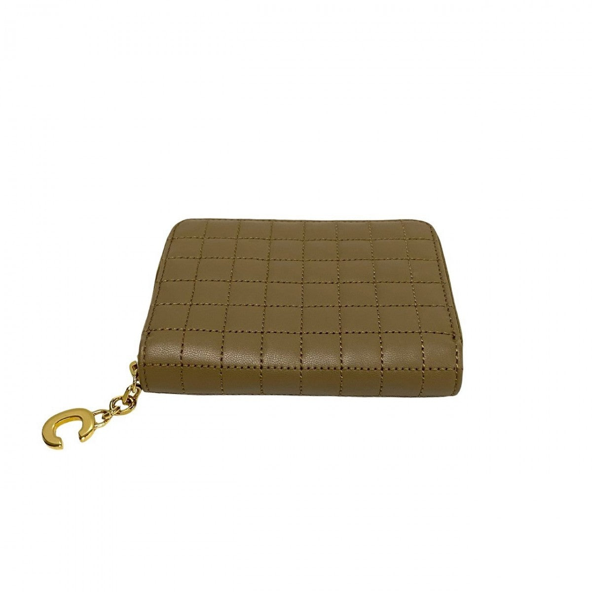 CELINE Coin case leather beige C Charm Compact Wallet Women Used Authentic