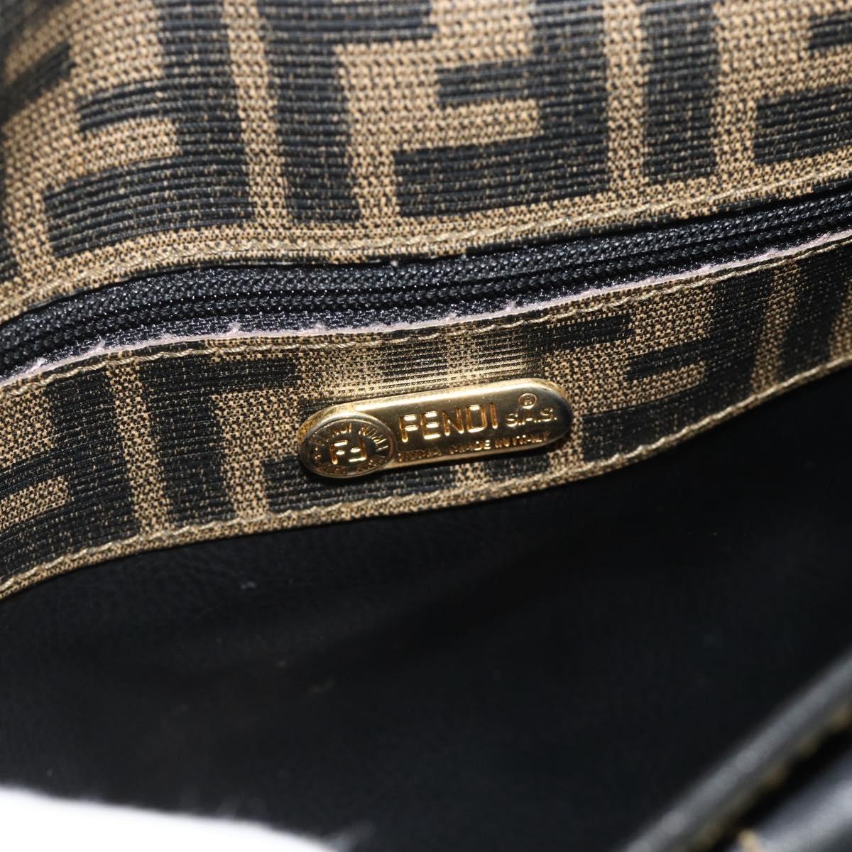 FENDI Zucca Canvas Shoulder Bag Black Brown