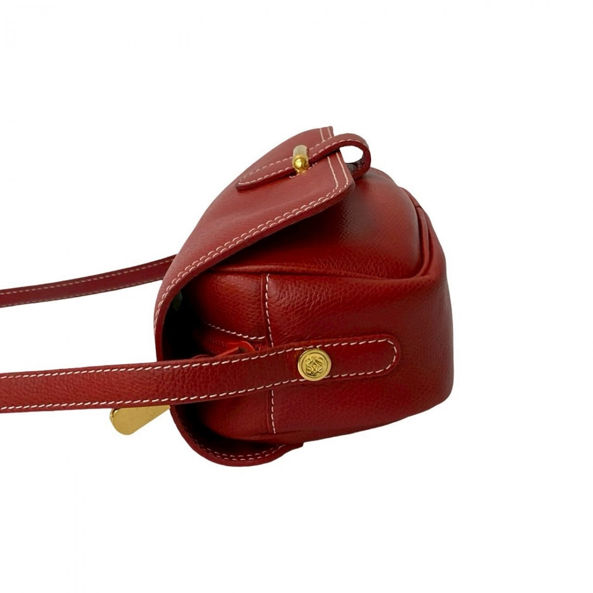 LOEWE Shoulder Bag leather Red Anagram logo Women Used Authentic