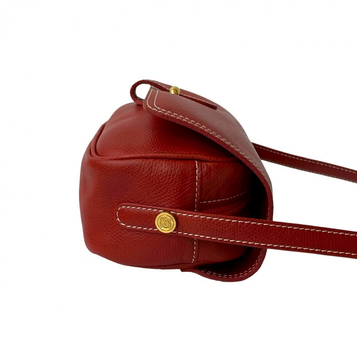 LOEWE Shoulder Bag leather Red Anagram logo Women Used Authentic