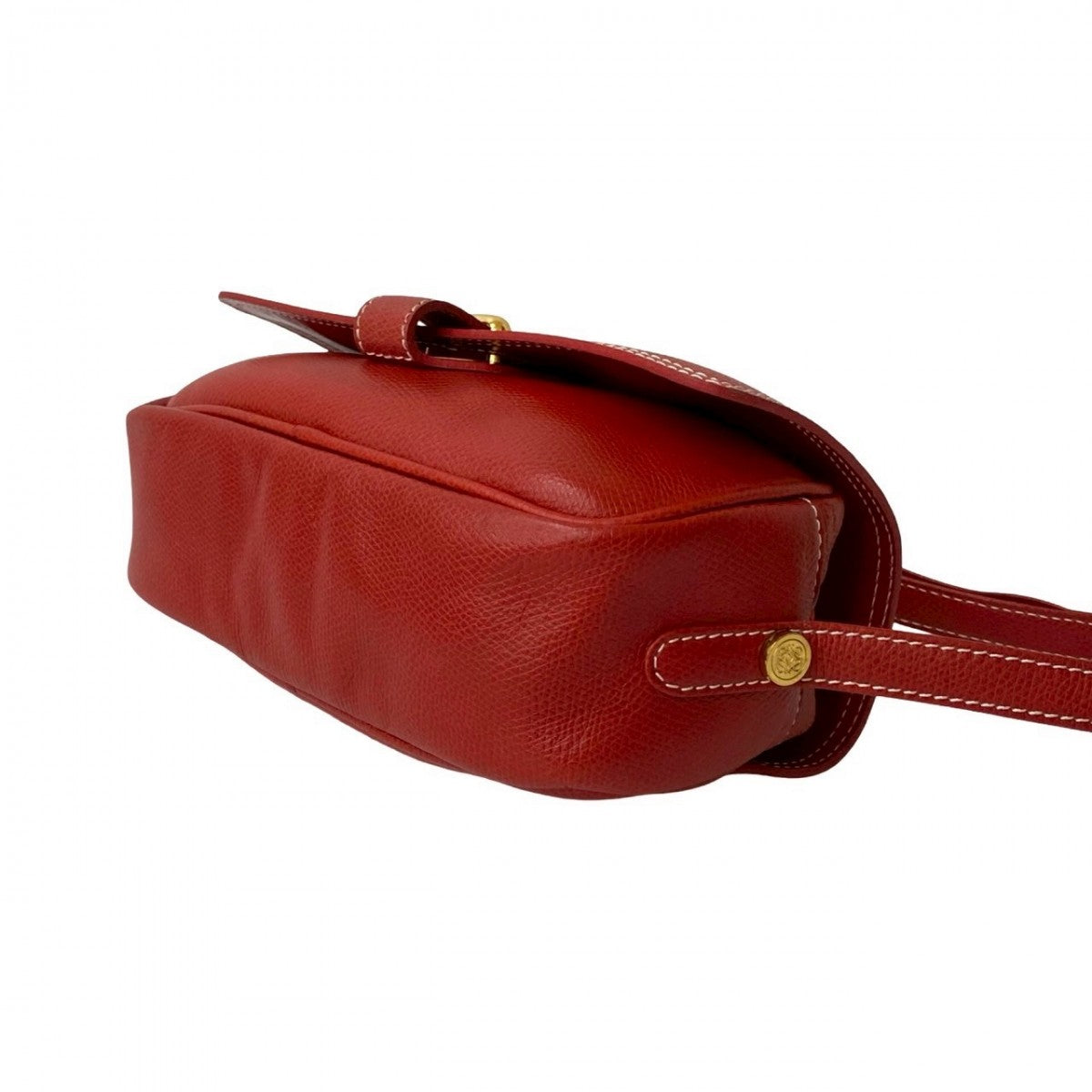 LOEWE Shoulder Bag leather Red Anagram logo Women Used Authentic