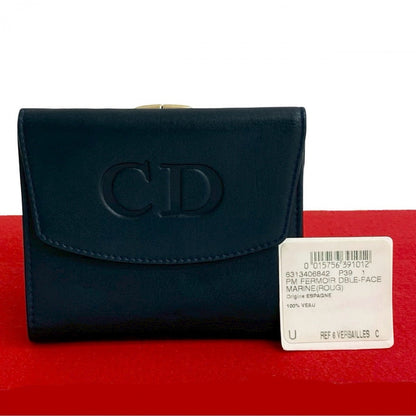 Dior Tri-fold wallet leather Navy