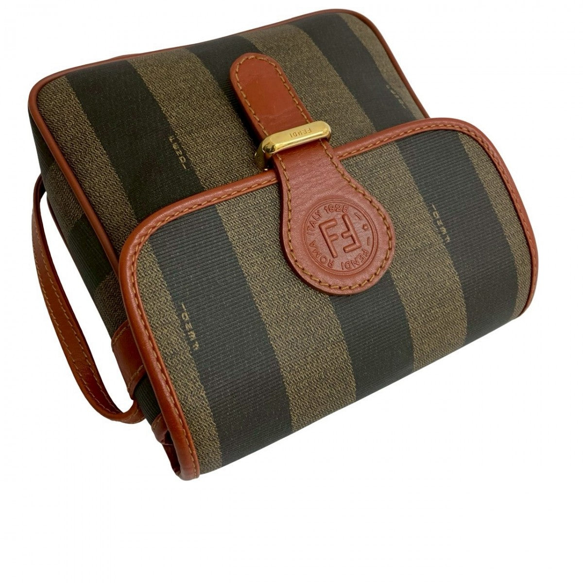 FENDI Shoulder Bag Leather, PVC Brown FF logo pecan Pattern Women Used Authentic