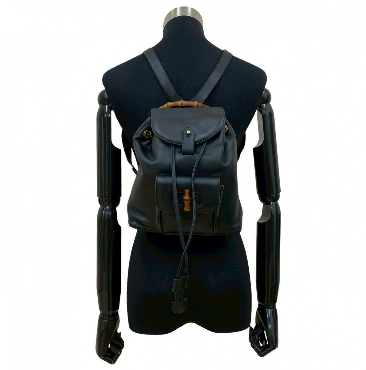 GUCCI Backpack leather black Bamboo