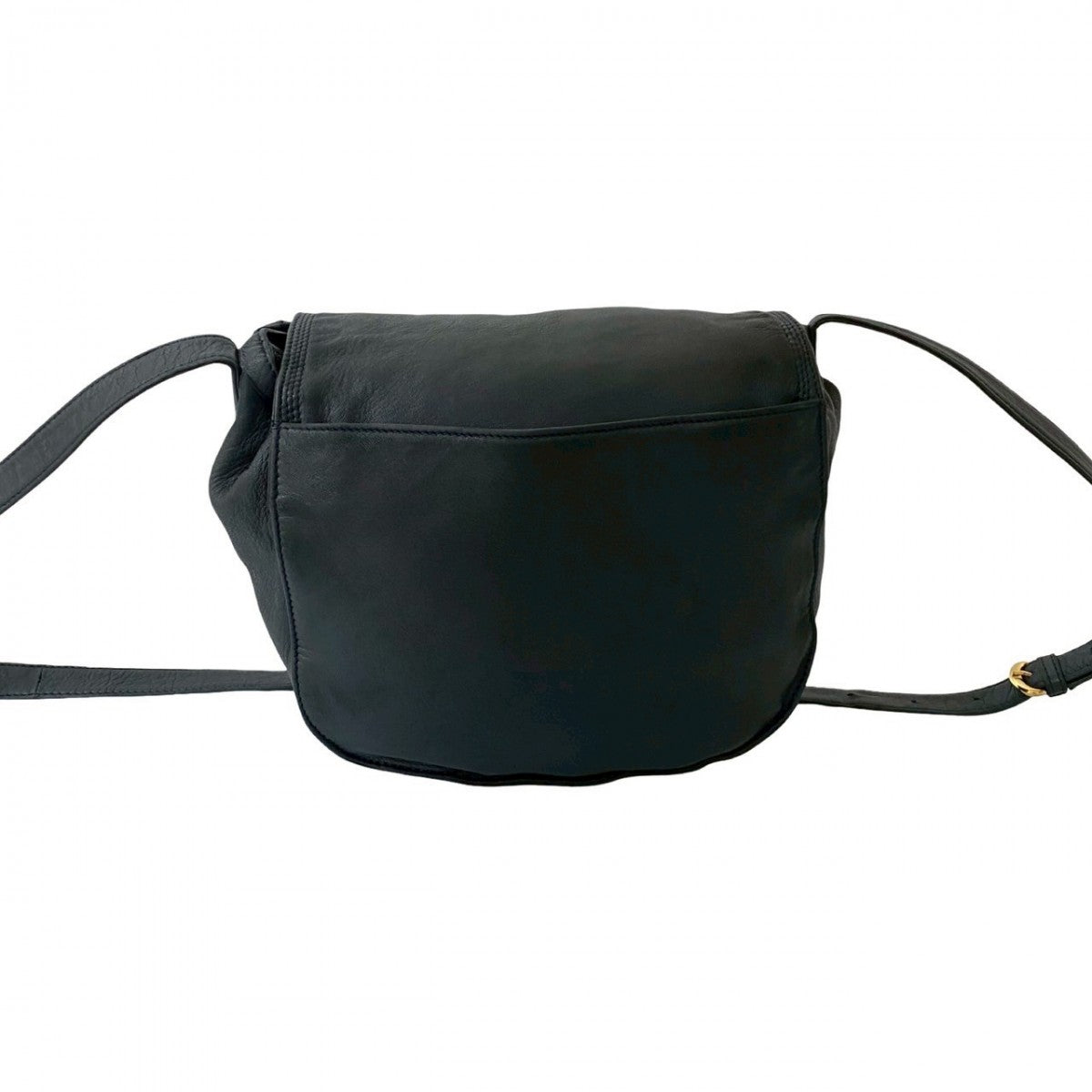 LOEWE Shoulder Bag leather Navy Anagram logo Women Used Authentic