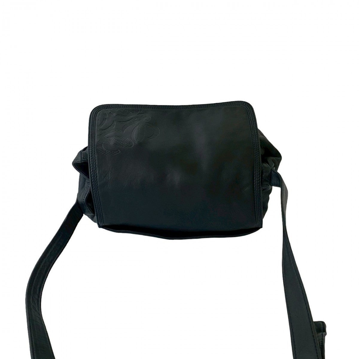LOEWE Shoulder Bag leather Navy Anagram logo Women Used Authentic