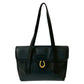 GUCCI Tote Bag leather black Horseshoe Metal Women Used Authentic
