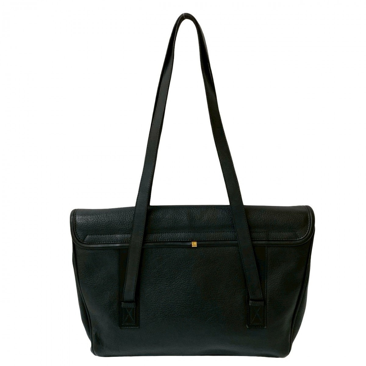 GUCCI Tote Bag leather black Horseshoe Metal Women Used Authentic