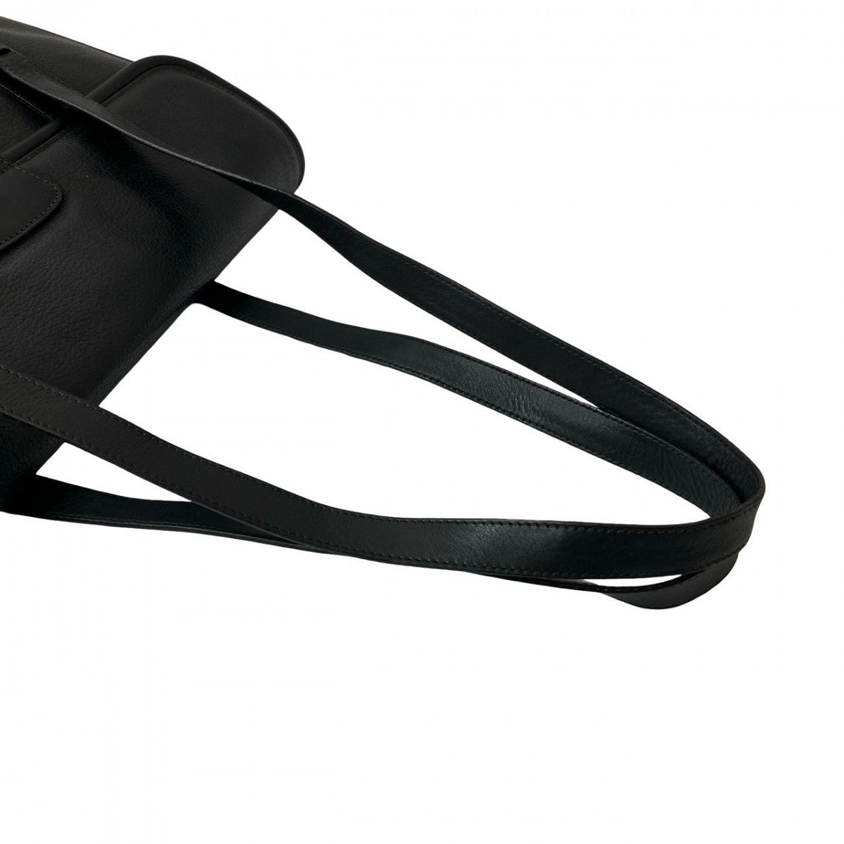GUCCI Tote Bag leather black Horseshoe Metal Women Used Authentic