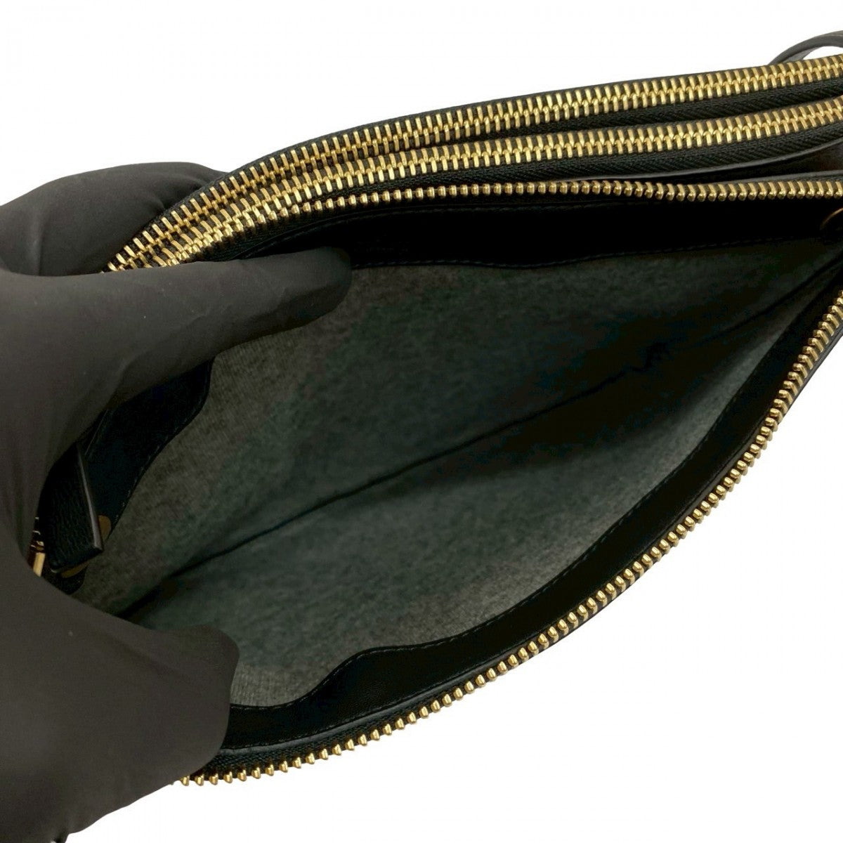 CELINE Shoulder Bag leather black Trio Small Women Used Authentic