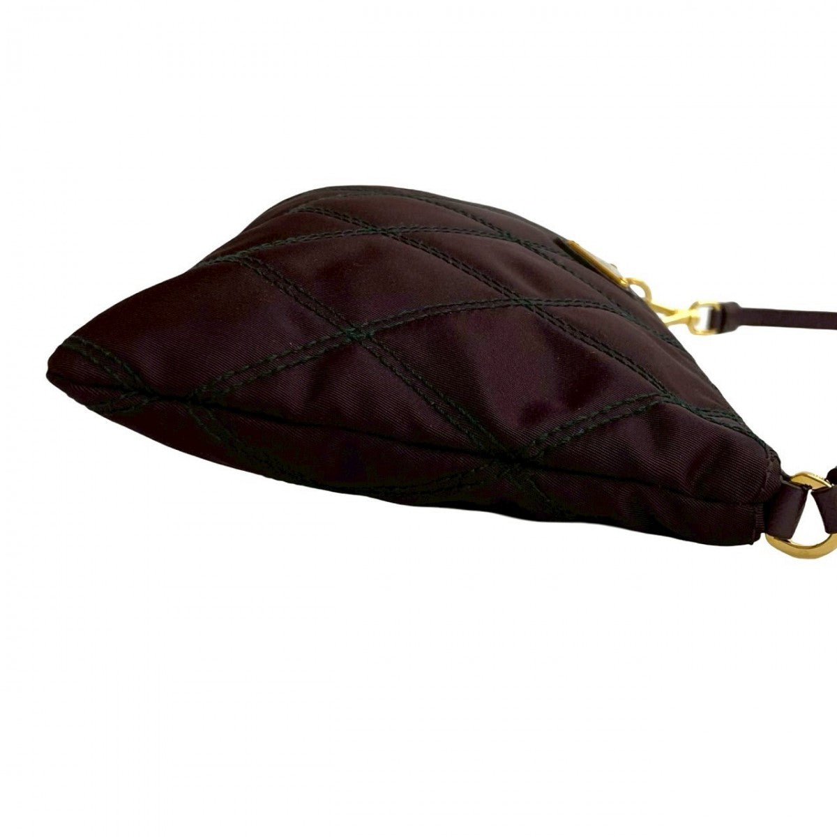 PRADA Handbag Leather, Nylon wine-red PRADA triangle logo Metal Women Used Authentic