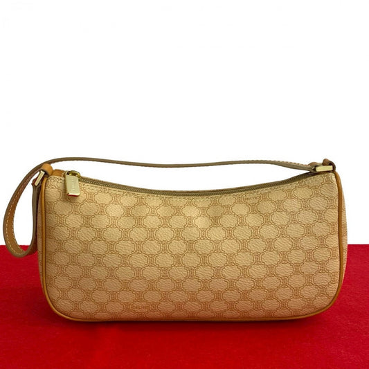 CELINE Shoulder Bag Leather, PVC beige Macadam Blason Pattern Women Used Authentic