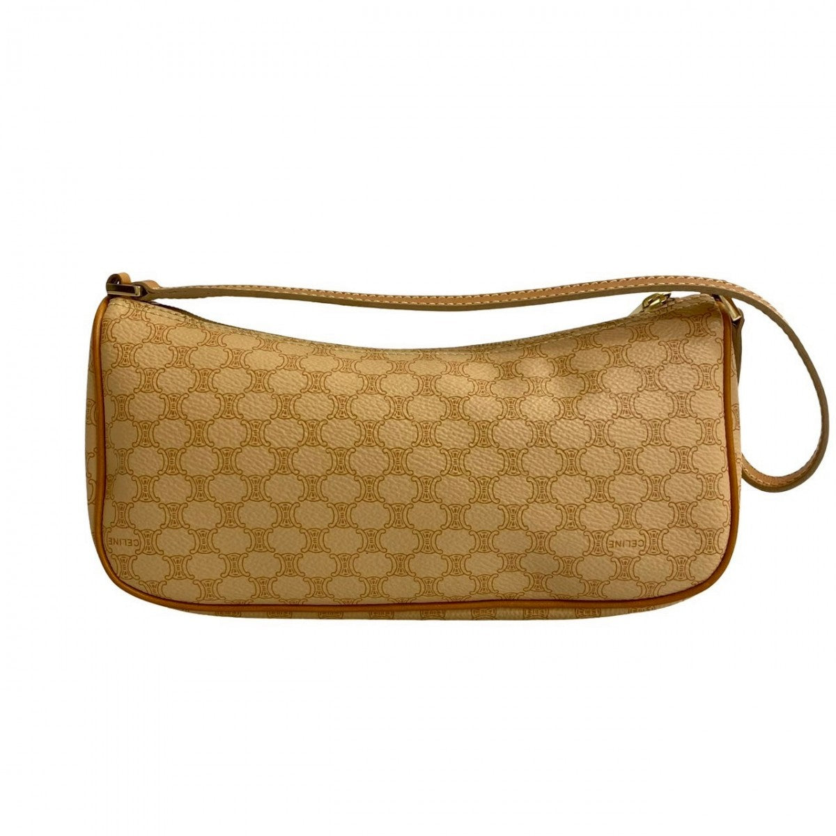 CELINE Shoulder Bag Leather, PVC beige Macadam Blason Pattern Women Used Authentic