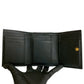 GUCCI Tri-fold wallet leather black GG Marmont