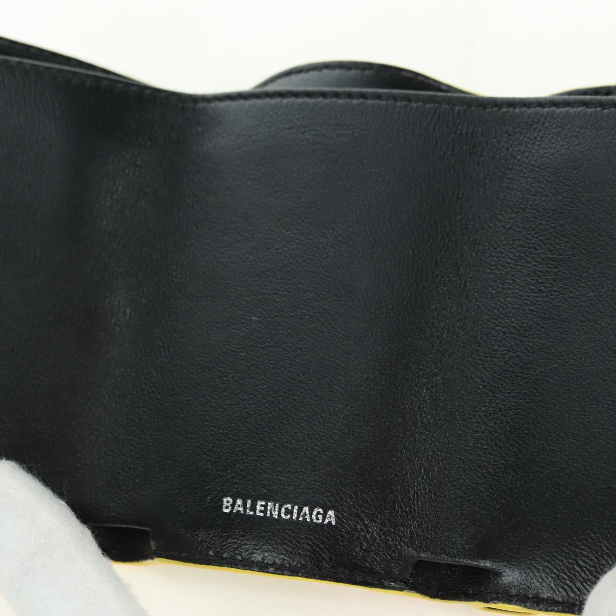 BALENCIAGA Mini Wallet Trifold Leather Yellow Silver