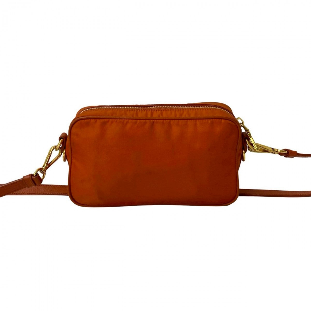 PRADA Shoulder Bag Nylon, Leather Orange Triangle Logo Metal Women Used Authentic