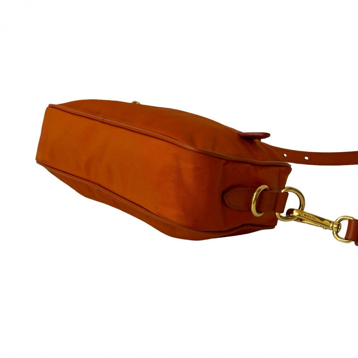 PRADA Shoulder Bag Nylon, Leather Orange Triangle Logo Metal Women Used Authentic