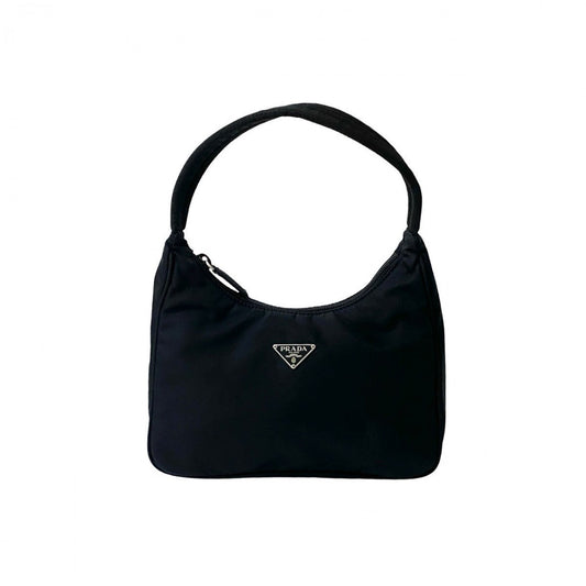 PRADA Handbag Nylon black Triangle Logo Metal Women Used Authentic
