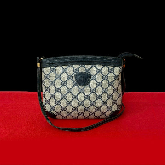 GUCCI Shoulder Bag leather Navy