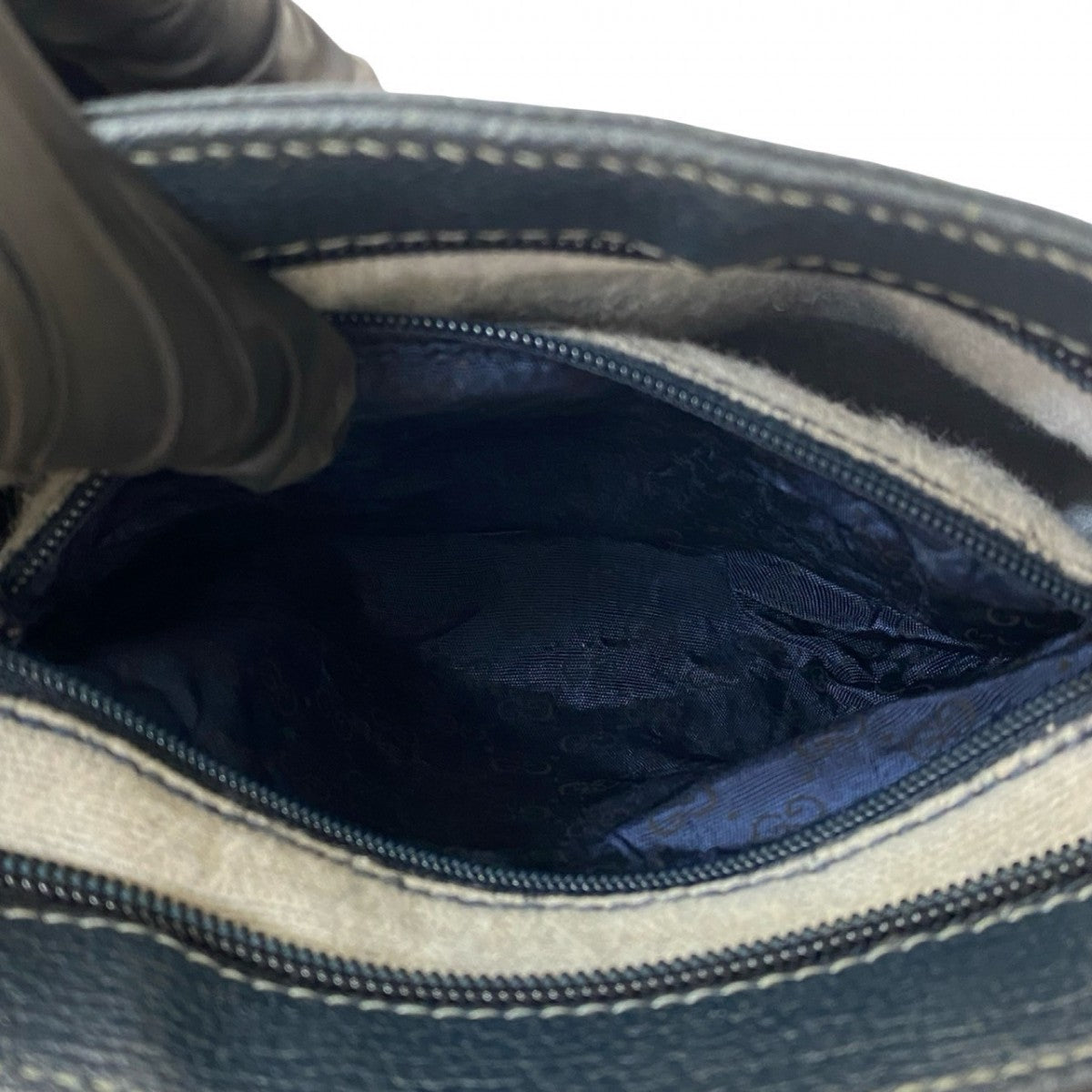 GUCCI Shoulder Bag leather Navy