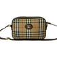 BURBERRY Shoulder Bag Canvas, Leather Brown Nova Check Pattern Shadow Horse logo Women Used Authentic