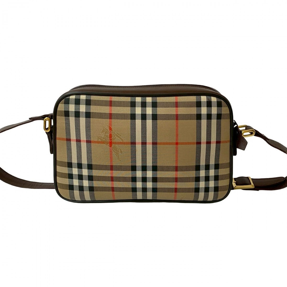 BURBERRY Shoulder Bag Canvas, Leather Brown Nova Check Pattern Shadow Horse logo Women Used Authentic